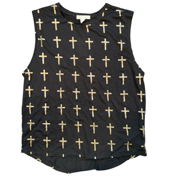NWOT Black Cross Muscle Tee - Picture 3 of 7